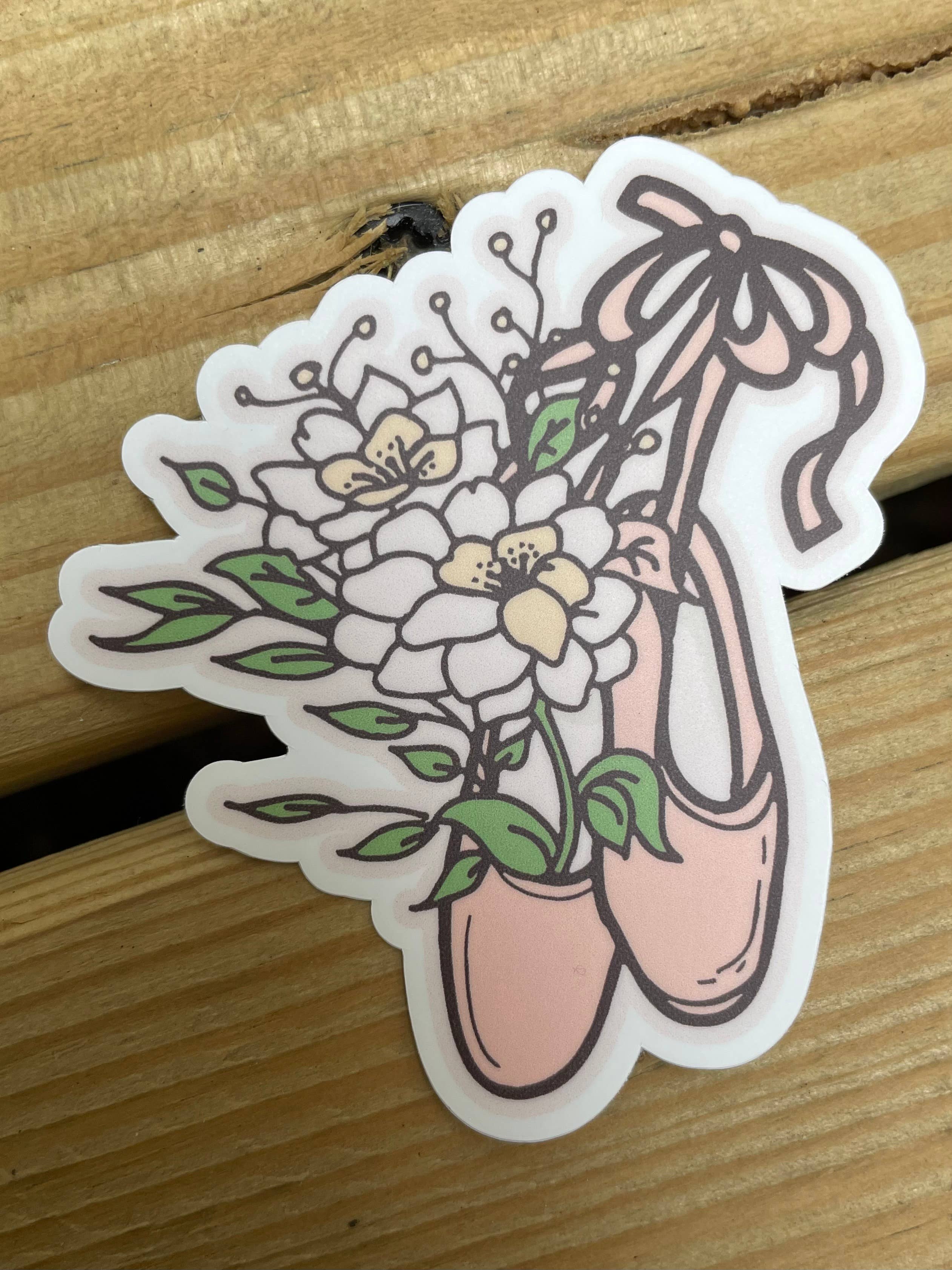 Denali & Co. - Wholesale Sticker - Pink Pointe Shoe w/ Flowers Dance Sticker2