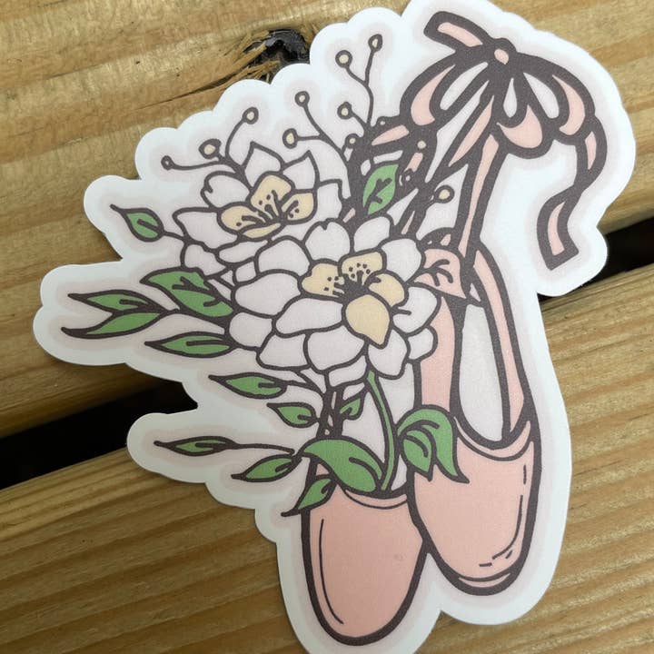 Denali & Co. - Wholesale Sticker - Pink Pointe Shoe w/ Flowers Dance Sticker2