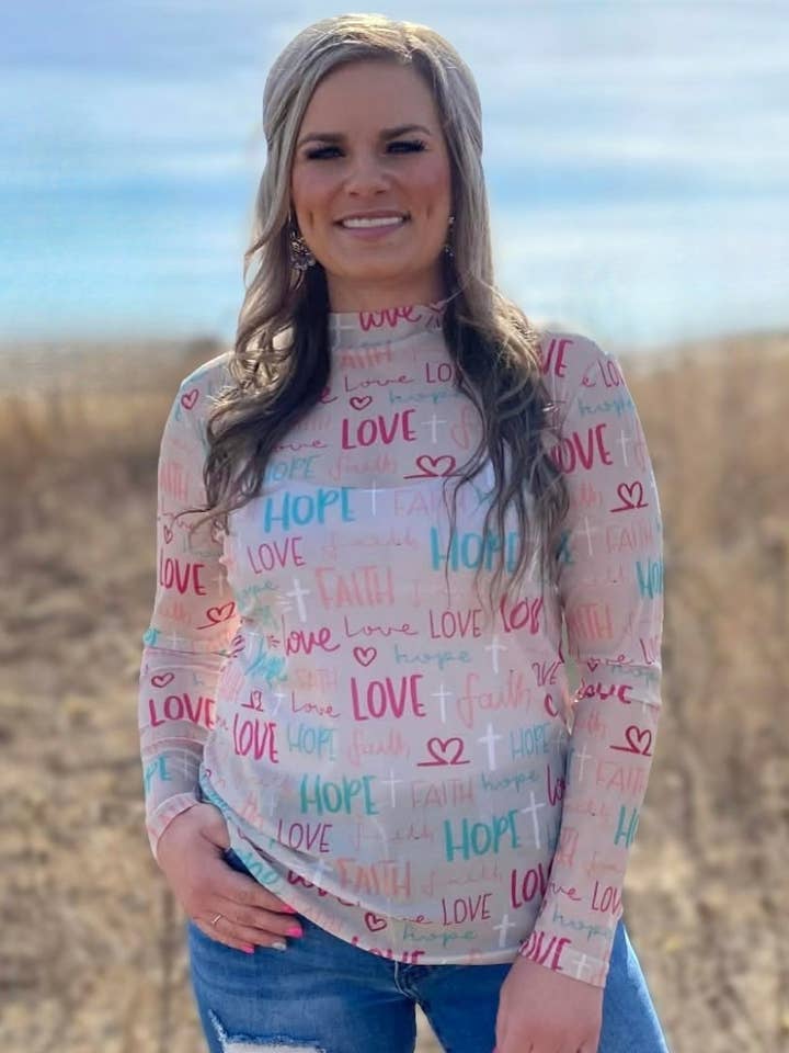 Geloof, Hoop & Liefde Mesh Top voor wholesale door Sterling Kreek