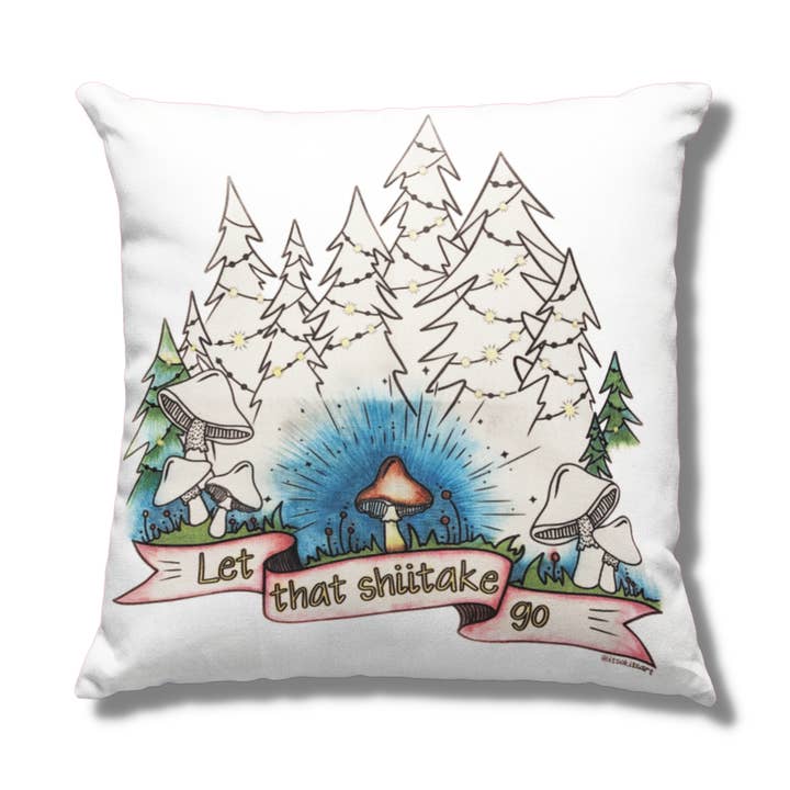 Let That Shiitake Go Throw Pillow Cover for wholesale by It's OK. It's ART.