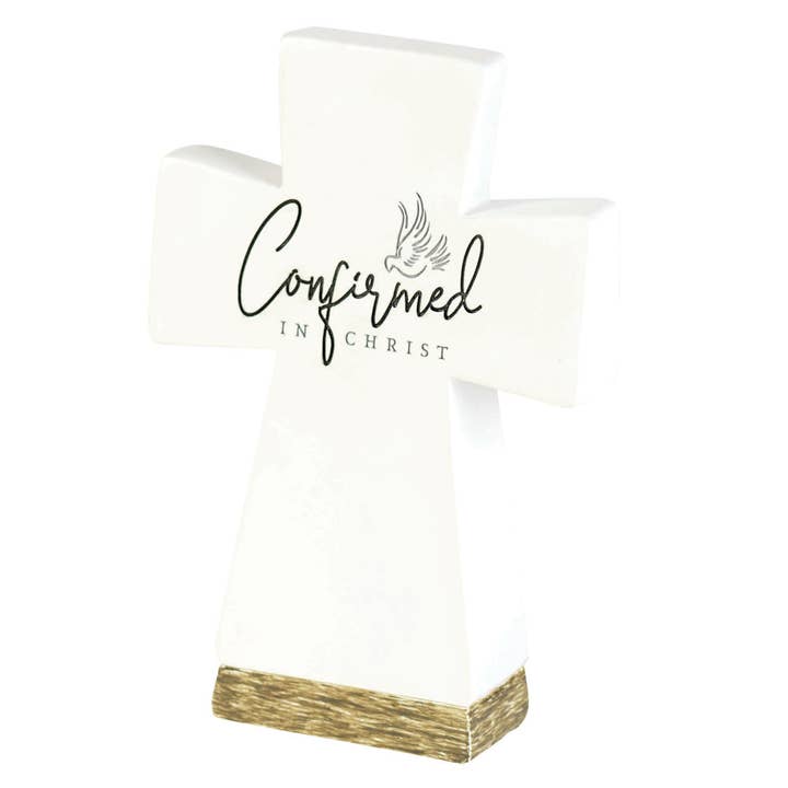 Tabletop Cross Confirmed In Christ Resin for wholesale by Dicksons