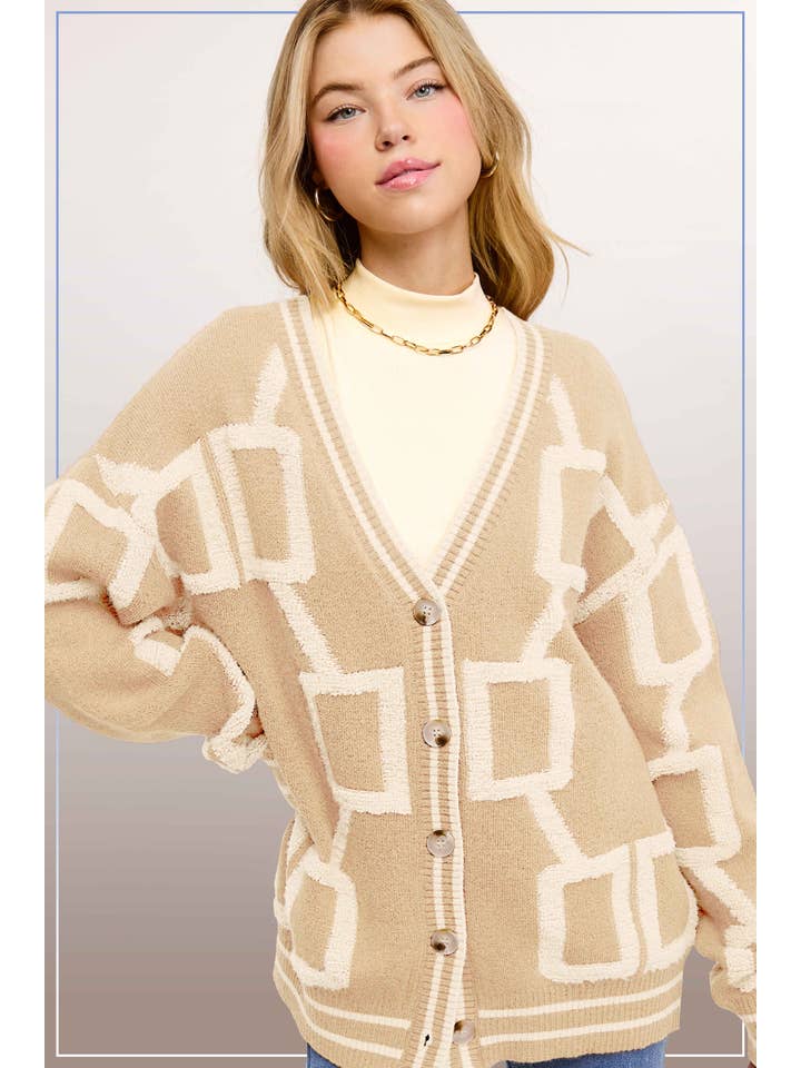 La Miel - Wholesale Cardigan - Women's - HCC2177-Loose Fit Drop Shoulder Cozy Knit Cardigan13