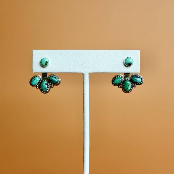 507: Turquoise Ear Jacket and Stud Earrings Sterling Silver and other Purchase Wholesale sterling silver ear studs. Free Returns & Net 60 Terms on Faire trending on Faire.