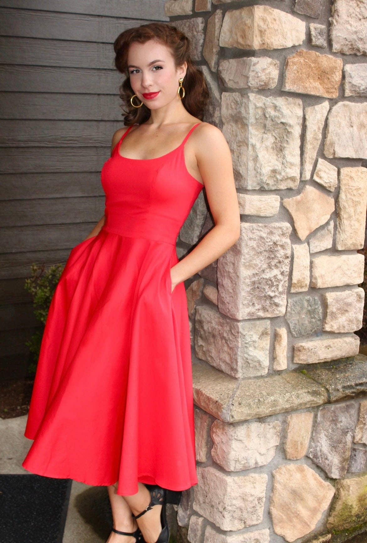 Tatyana Clothing - Vente Robe – femme - Robe midi Peggy évasée inspirée rétro18