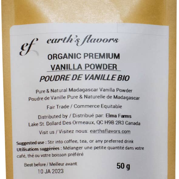 Pó de baunilha puro orgânico, pacote de 50 g (1,76 oz) por atacado de earth's flavors