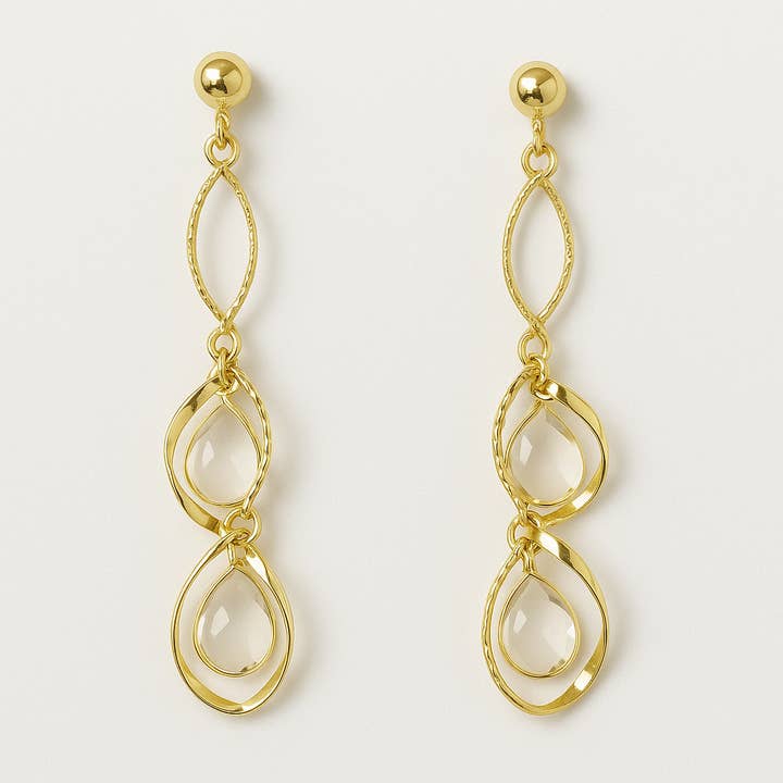 Gold Teardrop Dangle Earrings with Korean Opal for wholesale by Betty James