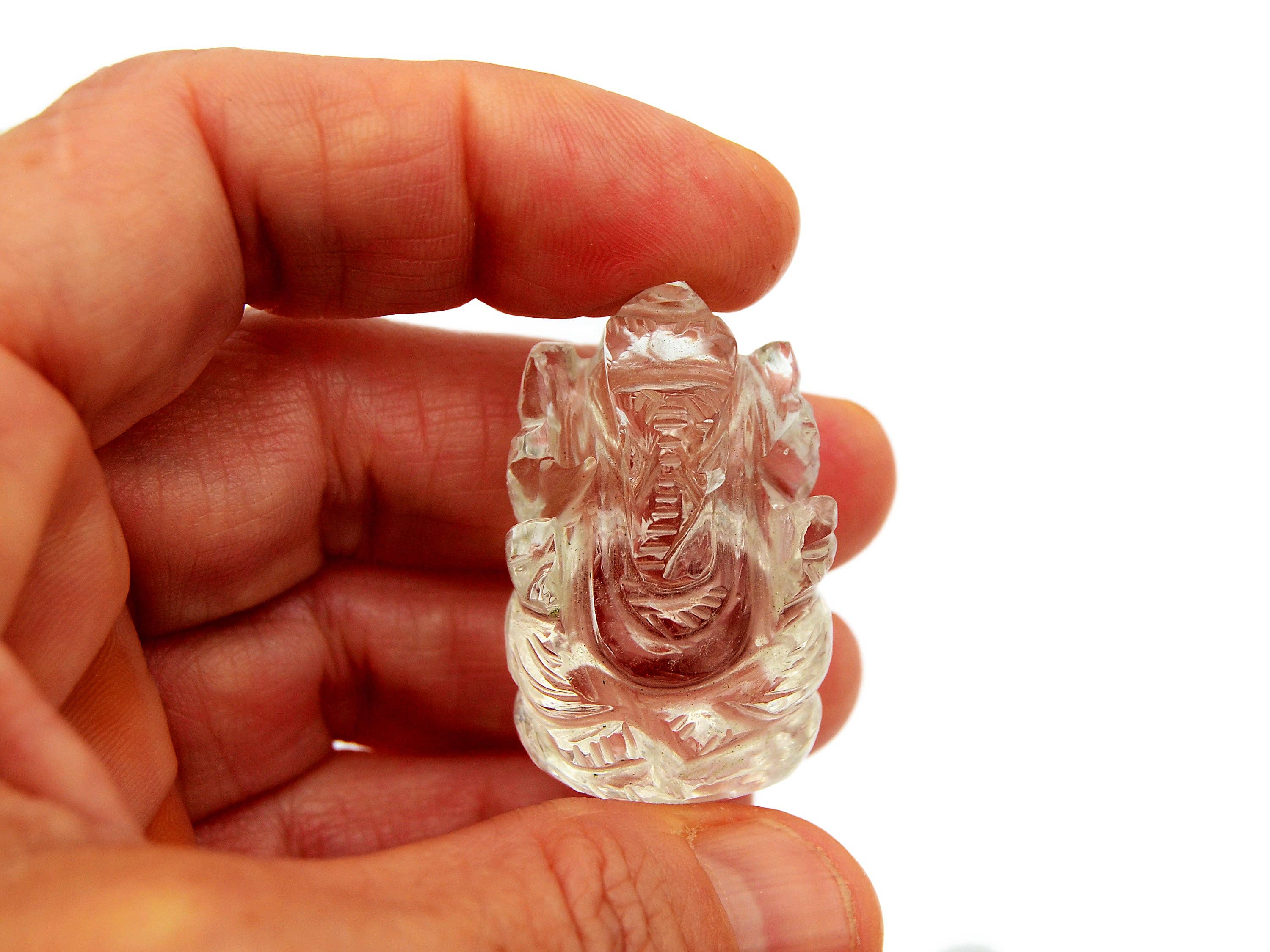 Kaia & Crystals - Wholesale Spiritual Stone/Crystal - Mini Clear Quartz Ganesha Sculpture (30mm - 35mm) -  Hand Carved Crystal4