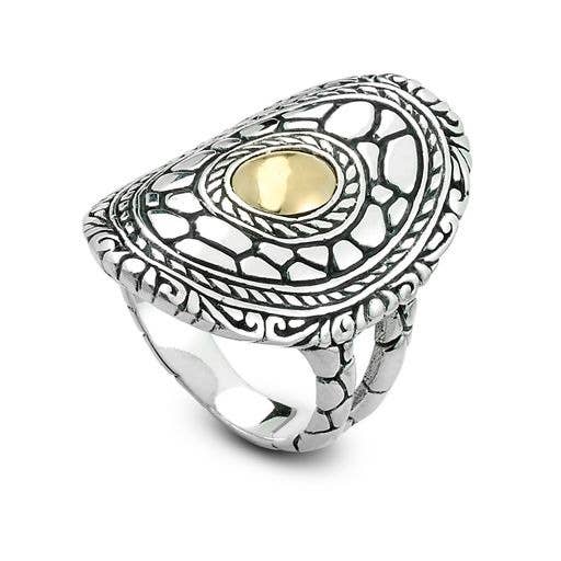 SS/18k Pebble Design Split Shank Ring for wholesale by Eli Pebble