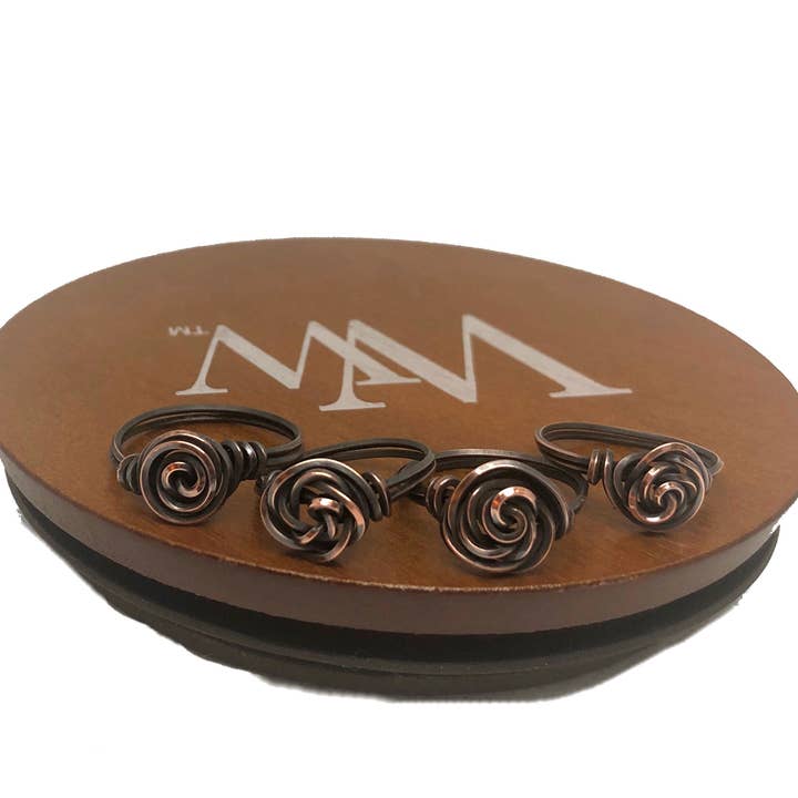 Handmade by Marlayna – Engroshandel Båndring – Wire Indpakket kobber Rose Ring