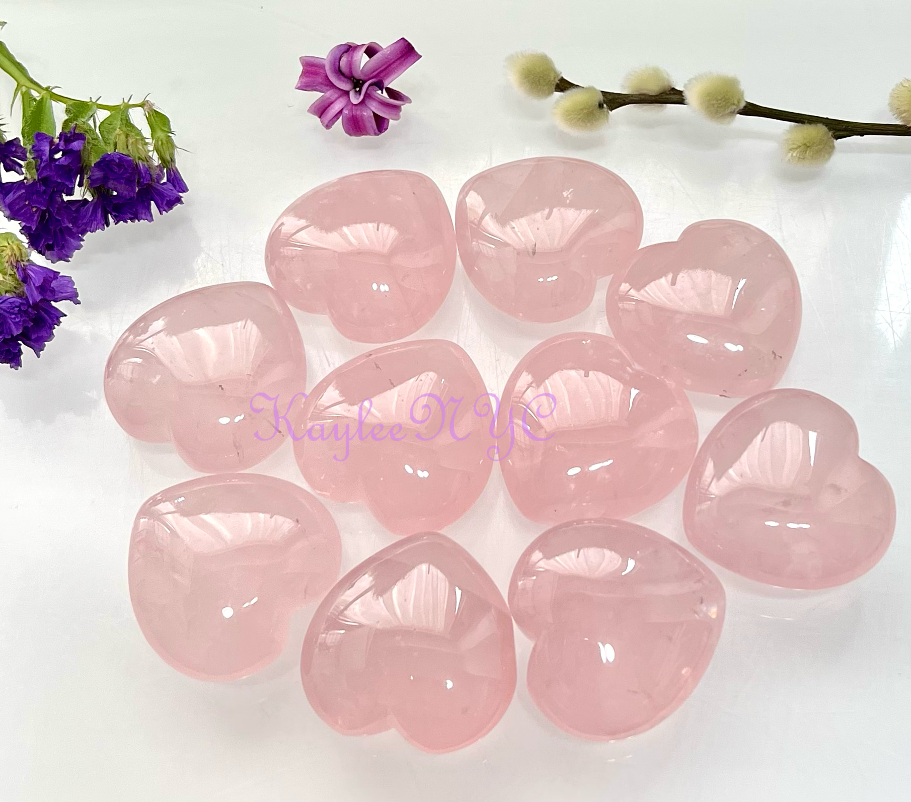 KayleeNYC - Wholesale Spiritual stone/crystal - 40mm Natural Rose Quartz Heart Crystal0