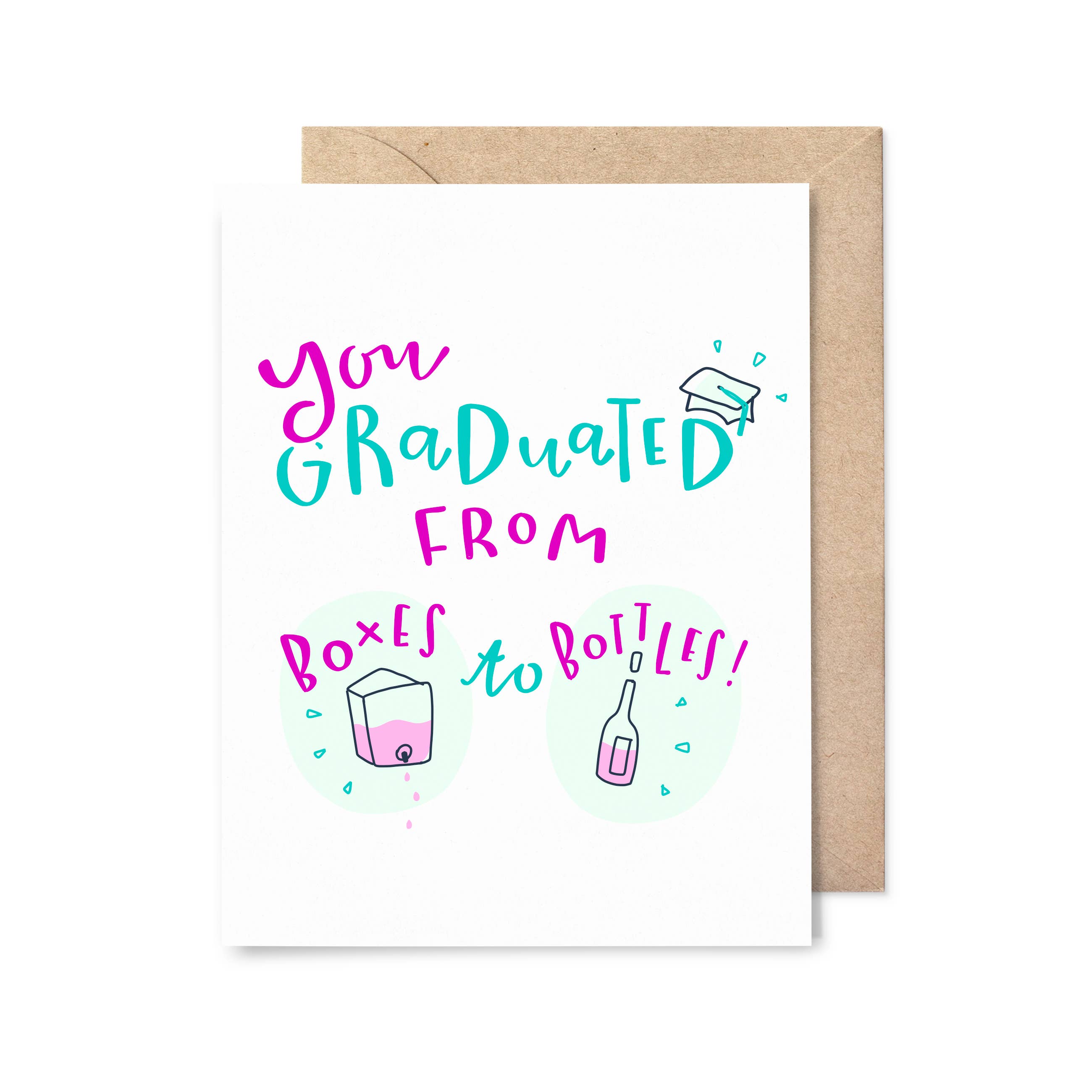 Pinwheel Print Shop - Wholesale Graduation Card - Boxes to Bottles Graduation Card0