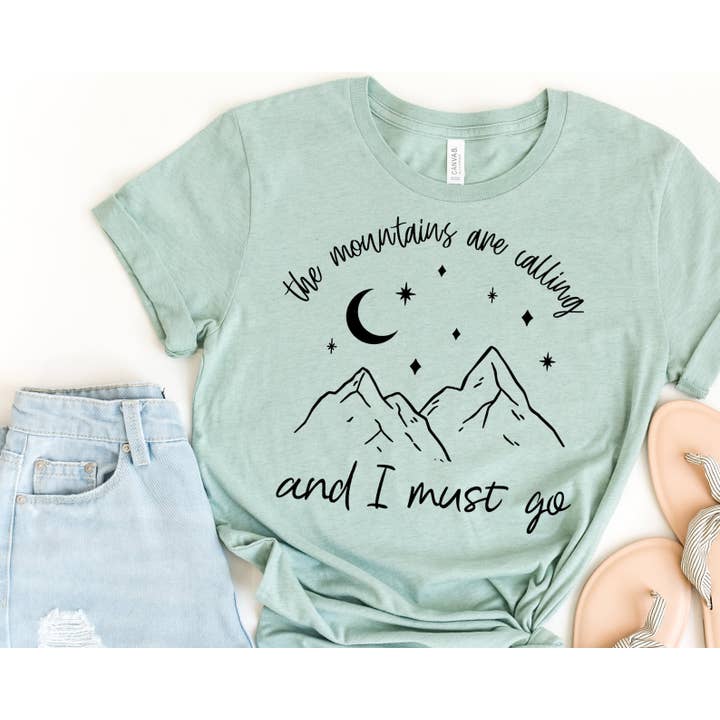 VibeClothing - Wholesale Screen Printed T-Shirt - Women's - The Mountains Are Calling and I Must Go T-shirt