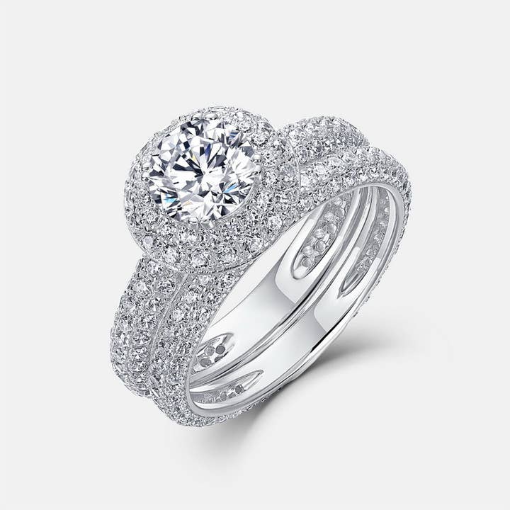 Gioiellin - S925 Silver Jewelry - Wholesale Engagement Ring - 925 Sterling Silver Sparkling Moissanite Stacking Ring4