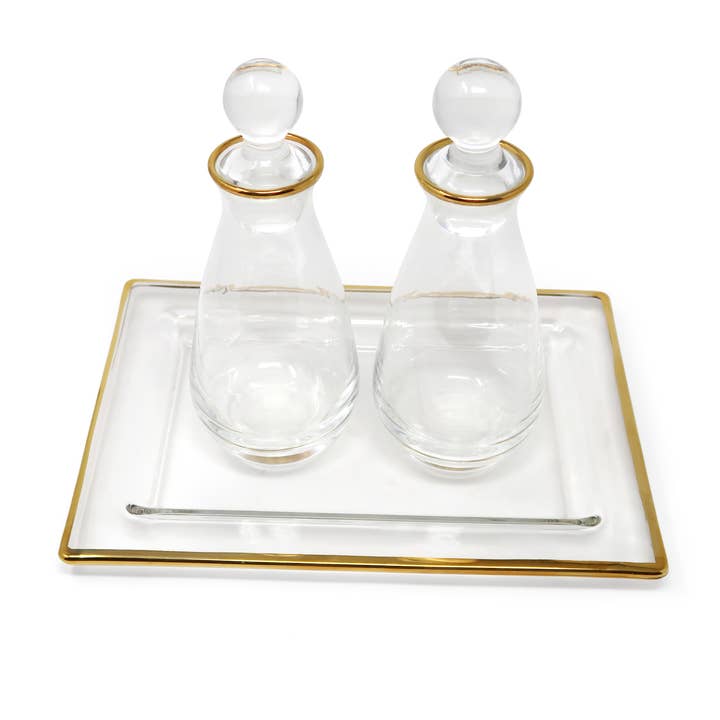 VIVIENCE - Wholesale Oil/Vinegar Dispenser - Liscio Ottico - Oil and Vinegar Set with Tray