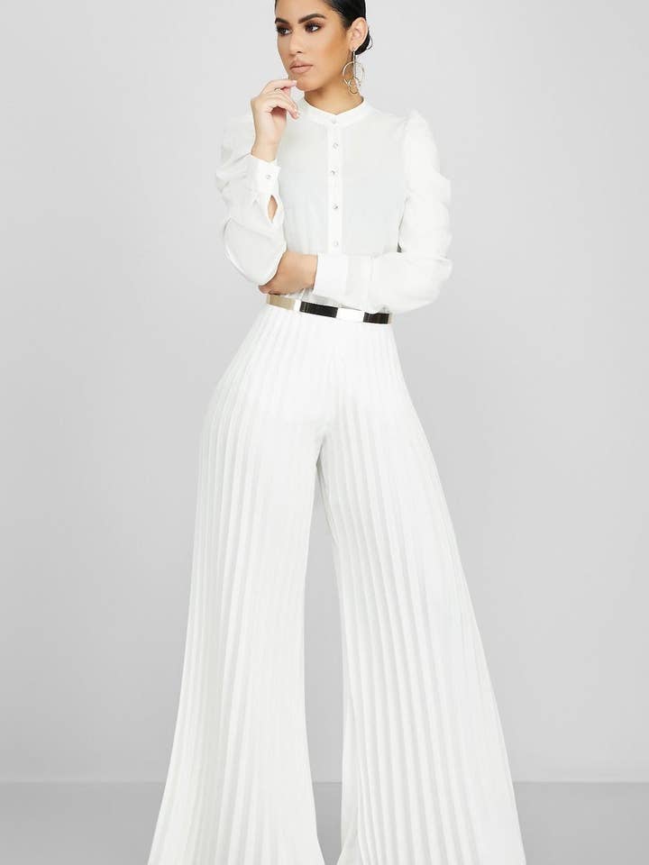 VividLux - Wholesale Pants - Women's - Women Clothing Fashion Street Hipster Pleated Pants Wide Leg Pants