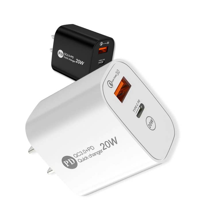 Chargeur mural rapide USB C + A 20W PD pour la vente par Rite Distribution