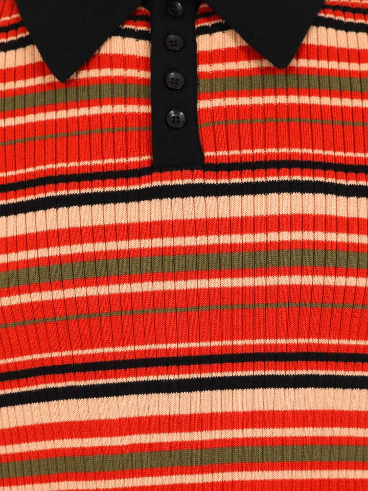 BLKORG Pablo Striped Knitted Polo Black & Orange for wholesale on Faire1