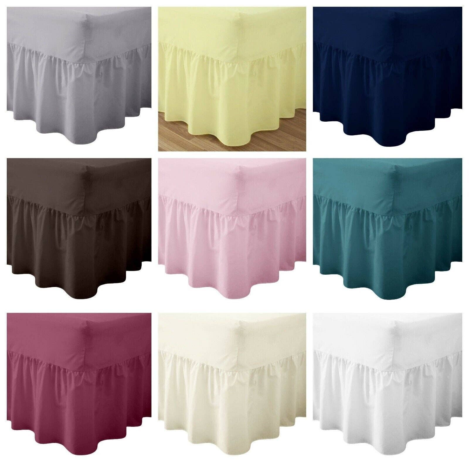 Pretty Little Bed – wholesale Sheet set – Plain Dyed Poly Cotton Fitted Extra Deep Base Valance Pleated Sheet All Sizes0