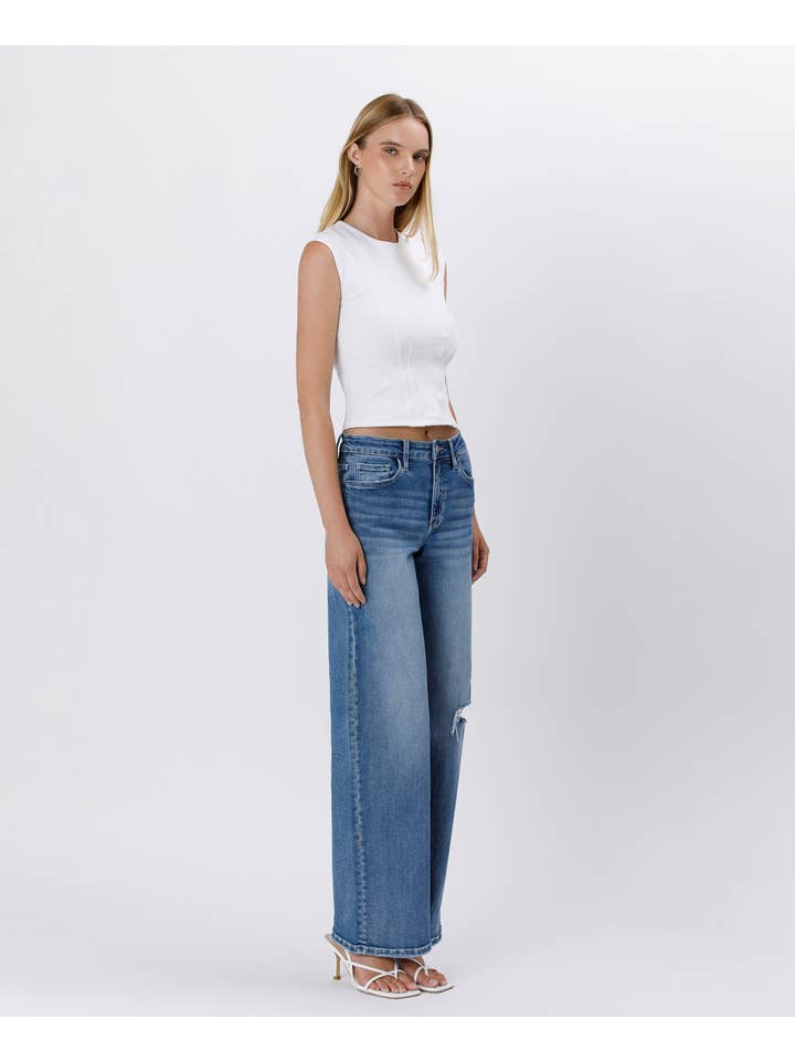 ALONG CAME HERE SUPER HIGH RISE BAGGY WIDE JEANS LV1506 for wholesale on Faire8