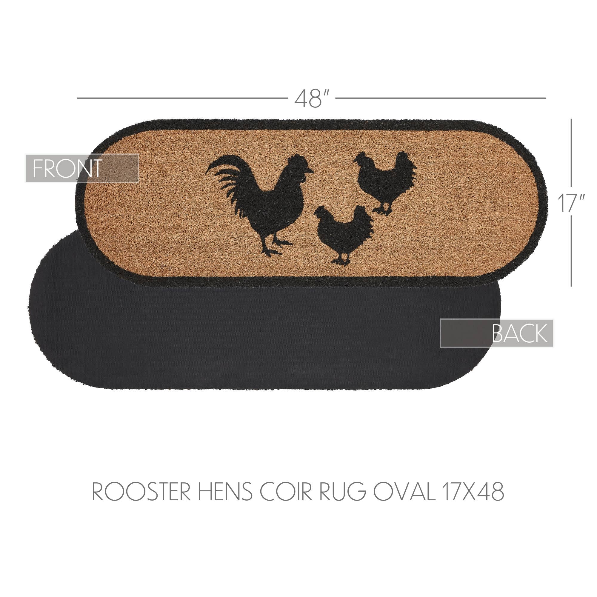 VHC Brands - Vente Paillasson - Tapis en fibre de coco Down Home Rooster & Hens ovale 17 x 483
