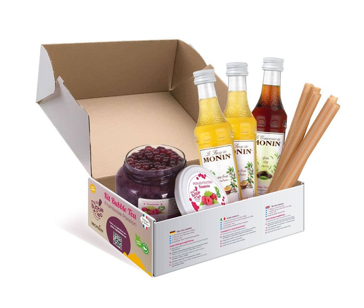 My Bubble Tea - Wholesale DIY Drink Kit - Monin Passion Raspberry Bubble Tea Kit1