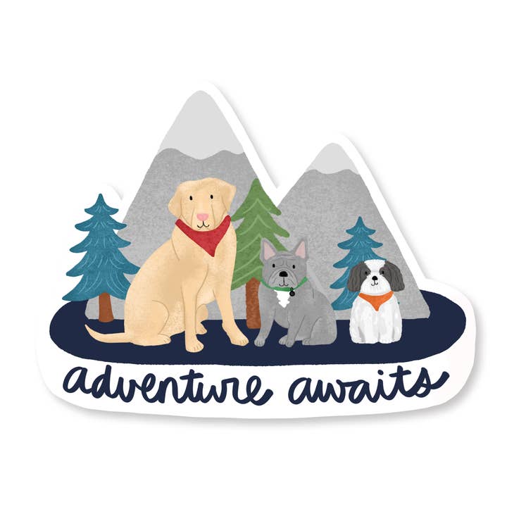 Adventure Awaits Dog Sticker for wholesale by The Cheery Pet