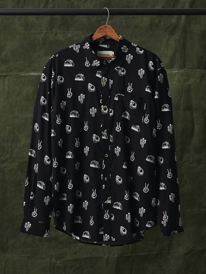 Pyknic – Großhandel Hemd mit Button-down-Kragen – Damen – No Problemo Langärmliges Taco-Kaktus-Avocadohemd mit Knöpfen0