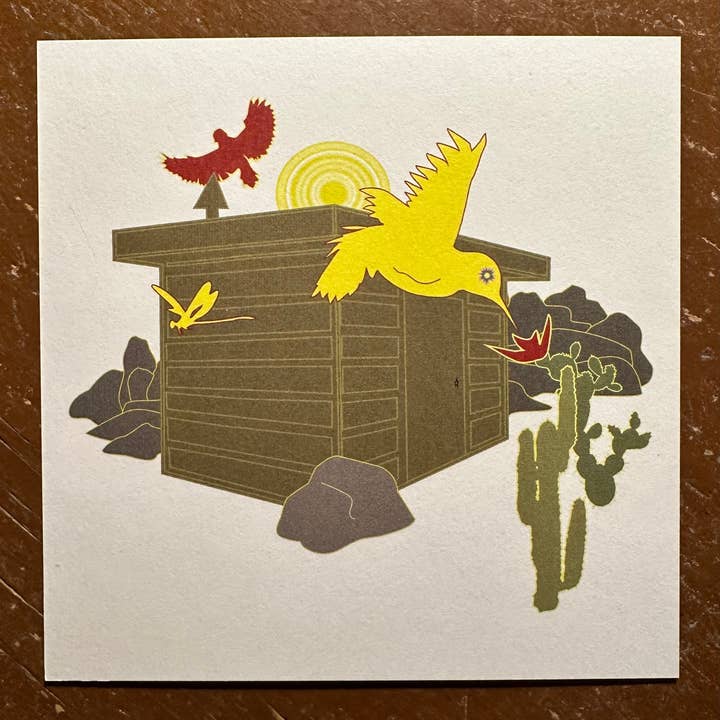 Postcard: Yellow Hummingbird for wholesale by Kreaturetown