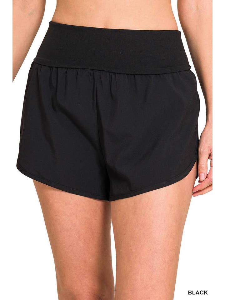 Vanilla Monkey - Wholesale Athletic Shorts - Women's - High Waisted Band Fold-over Running Shorts4