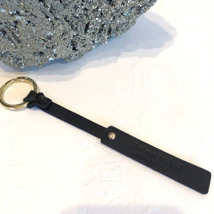 Reine Krief Signature Key Chain Black/B for wholesale by BijouRocks by Reine Krief