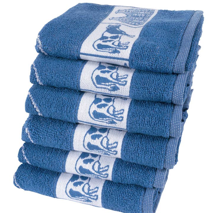 Twente Damask Kitchen Towel Set - 6 Pieces - Dutch Blue for wholesale by Twentse Damast