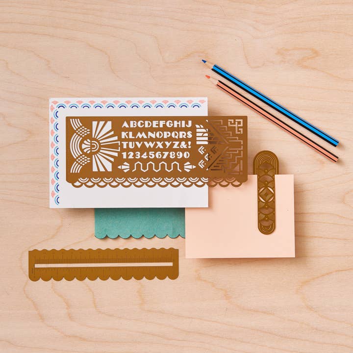 Another Studio - Wholesale Stencil/Craft Die - Art Deco Design, Art & Craft drawing Stencil in brass metal