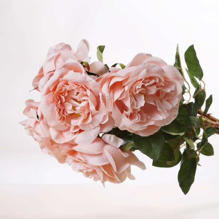 Mezu Silk Flowers – wholesale Artificial flowers – Artificial Blush Pink Large Single Old English Rose1