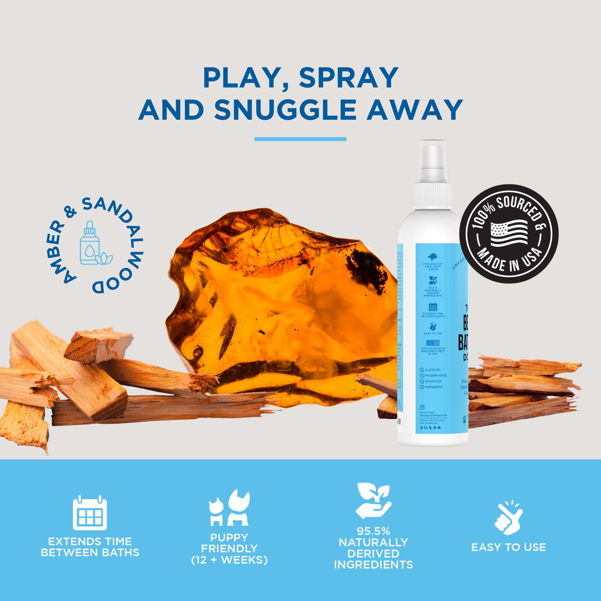 Natural Rapport - Wholesale Pet spray – Dog - The Only Between Bath Spray Dogs Need - Amber & Sandalwood3