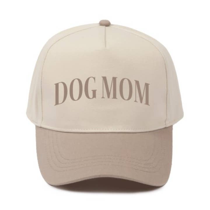 DOG MOM Embroidery 5 Panel Two Tone Hat for wholesale by David And Young