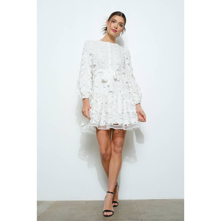 INA - Wholesale Dress - Women's - Embroidered Lace Puff Sleeve Mini Dress