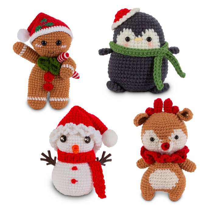 Gerson Christmas Holiday Crochet DIY Kit-4 Asst Styles-Pengu for wholesale by The Gerson Companies