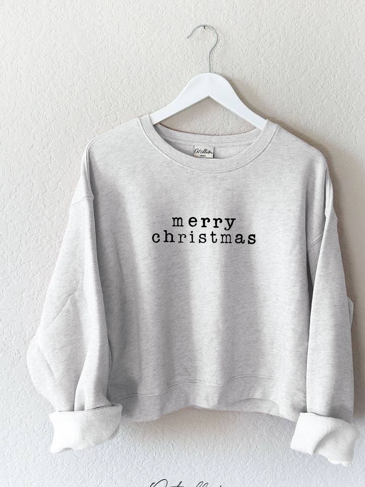 OAT COLLECTIVE - Wholesale Graphic Sweatshirt - Women's - MERRY CHRISTMAS Mid Cropped Graphic Sweatshirt1