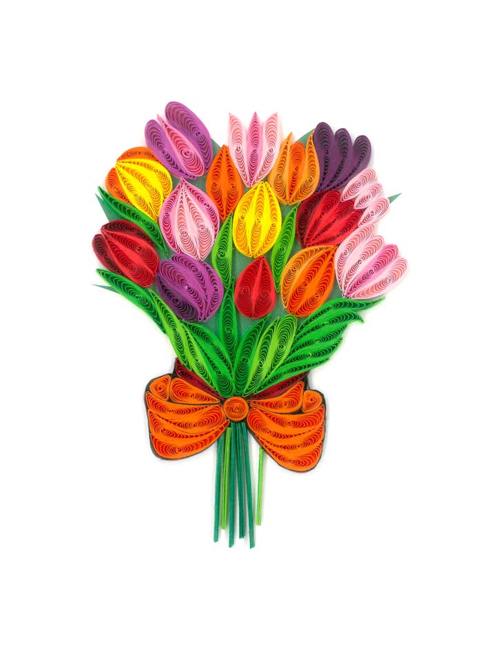 BLANK TULIPS GREETING CARD QUILLING ORIGAMO for wholesale by Notes & Queries, Inc.