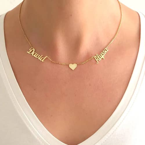 JoyPersonalized – wholesale Hänge-/berlockhalsband – Personlig Två Namn Halsband med Hjärta