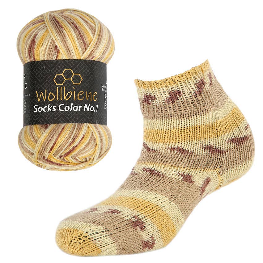 Wollbiene - Venta al por mayor Hilos - Hilo para calcetines Wool Bee Socks Color, 100 g, grosor 4 hebras3