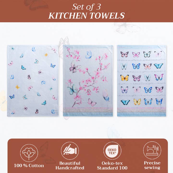 Maison d'Hermine - Design in Every Thread - Wholesale Tea Towel - Kitchen Towels 100% Cotton - Set of 3 - Blossoms In Spring1