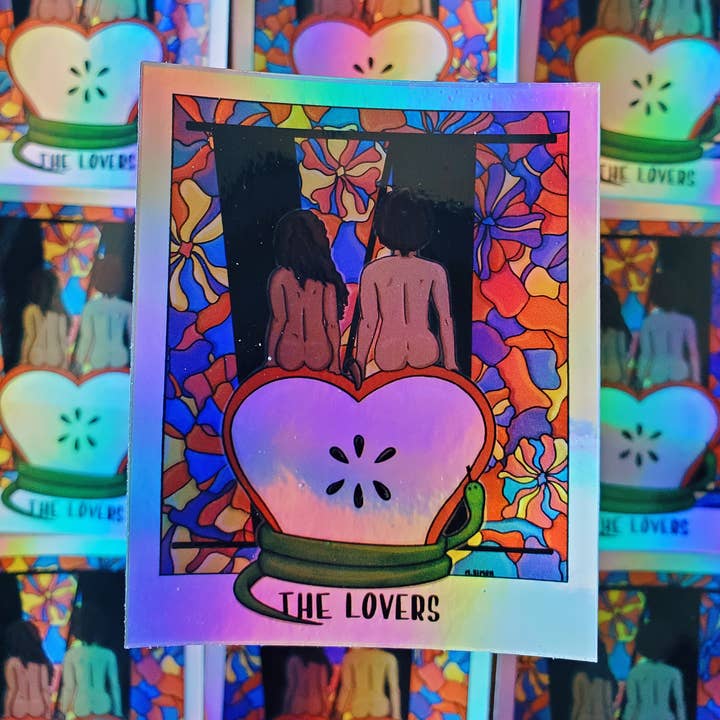 Lovers Tarot Holographic Vinyl Sticker • DoodleAllDayy for wholesale by Doodlealldayy