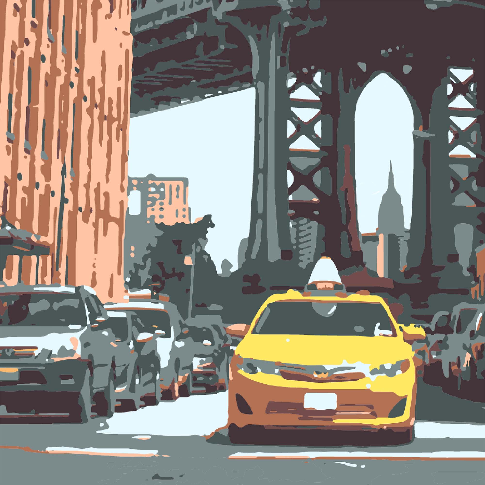 Newpencilbox Art - Wholesale Art Print - Brooklyn, New York Poster – Dumbo Yellow Cab Art Print7