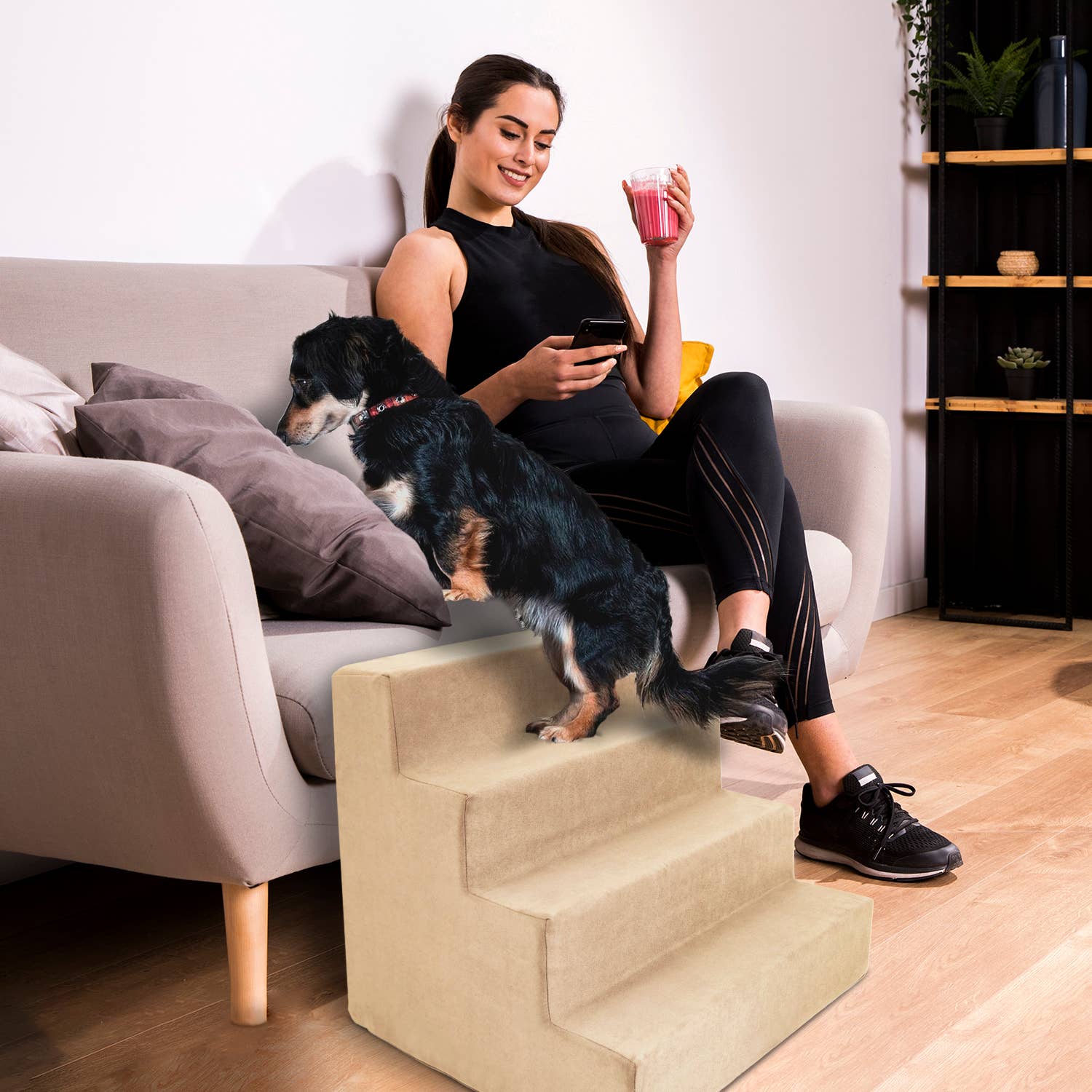 Precious Tails - Vente Escalier et rampe – chat et chien - Precious Tails Escalier pour animaux de compagnie en mousse haute densité 4 étapes12