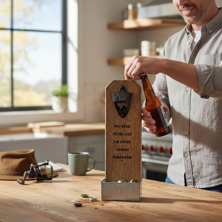 Wilco Home - Wholesale Bottle/wine opener - Mango Wood Wall-Mounted Bottle Cap Opener with Catch Box14
