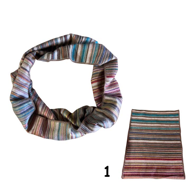 Handwoven Alpaca Infinity Scarf – Multicolor Striped for wholesale by Cowhide Texas Store Inc