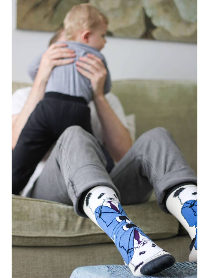 Sock Panda - Wholesale Socks - Unisex - Dignified Reflective Panda Wearing a Suit Socks (Adult Large)