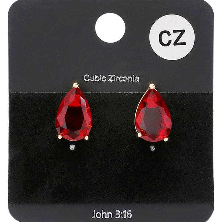 Sensibling Corp. - Wholesale Stud/Post Earrings - Teardrop CZ Stone Stud Earrings
2