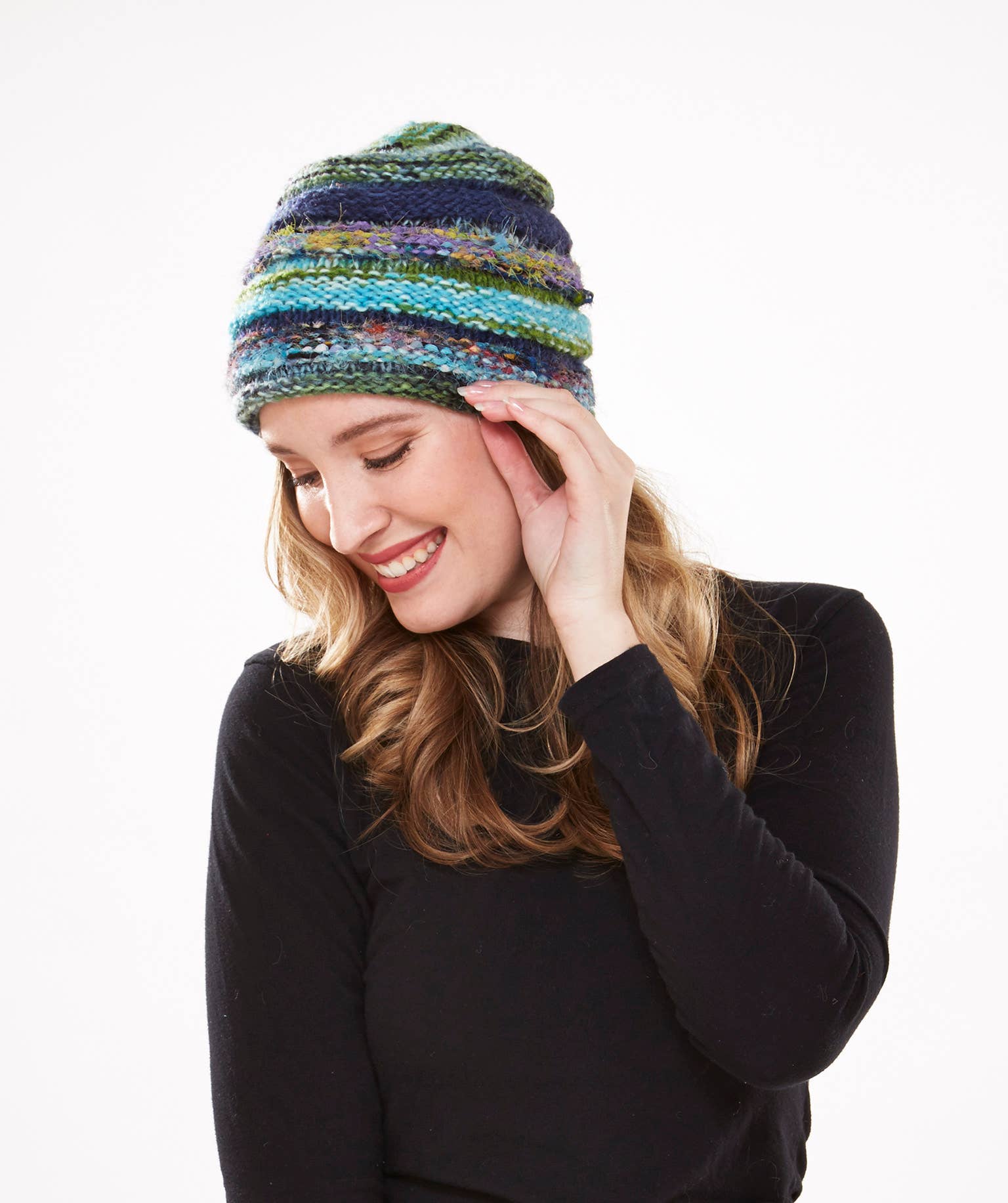 Windhorse Trading Inc - Wholesale Beanie - Women's - Multi color Wool & Silk Beanie. CH554